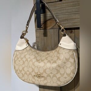 COACH Mara Hobo in Signature Canvas Sand/Chalk